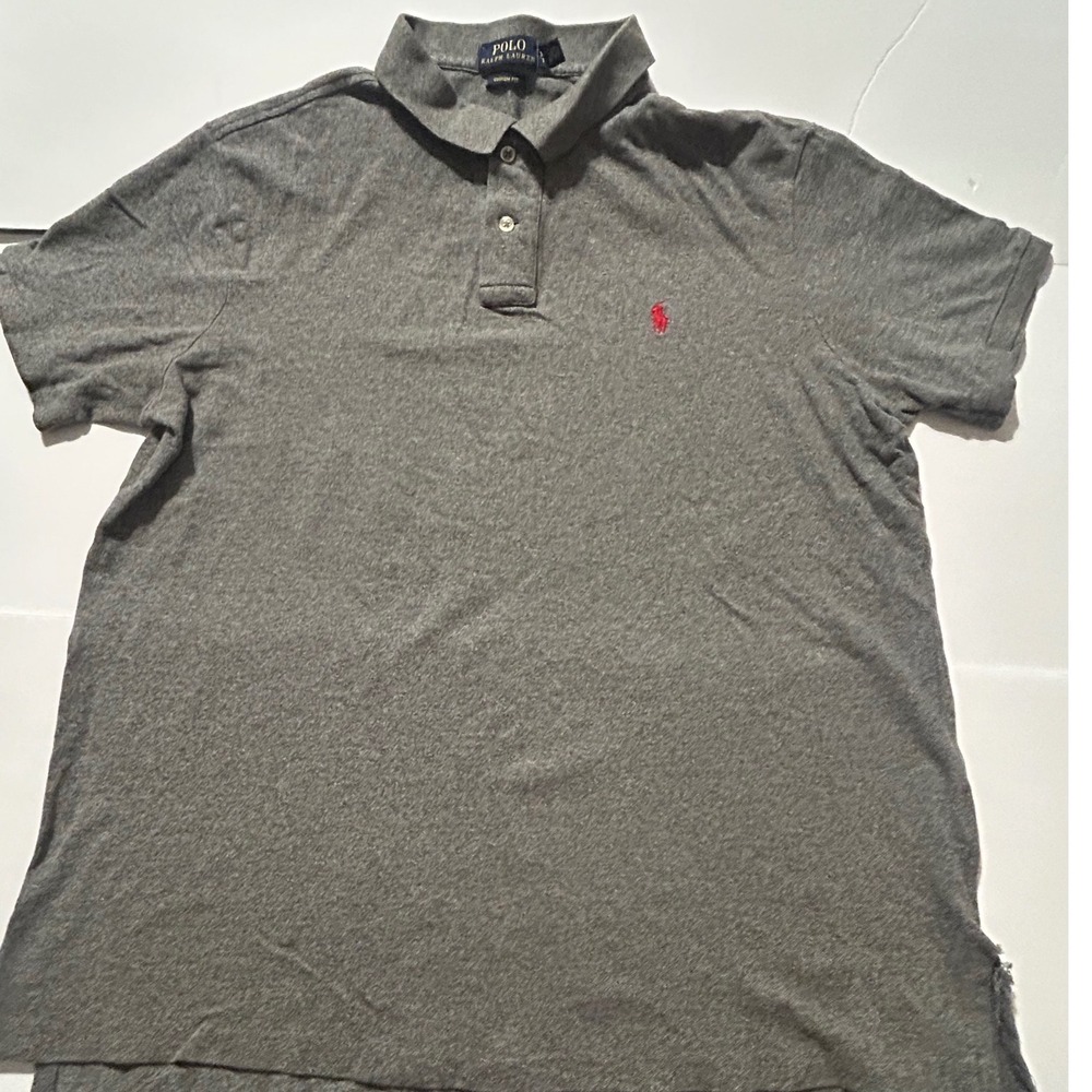 Polo Ralph Lauren Mens XL Custom Fit Grey Short Sleeve Pony Logo Polo Shirt